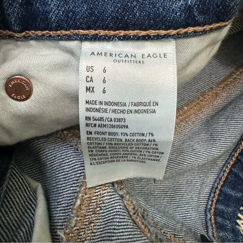 American Eagle Outfitters STIRIGID Relaxed Denim Shorts Long Inseam Distressed 6